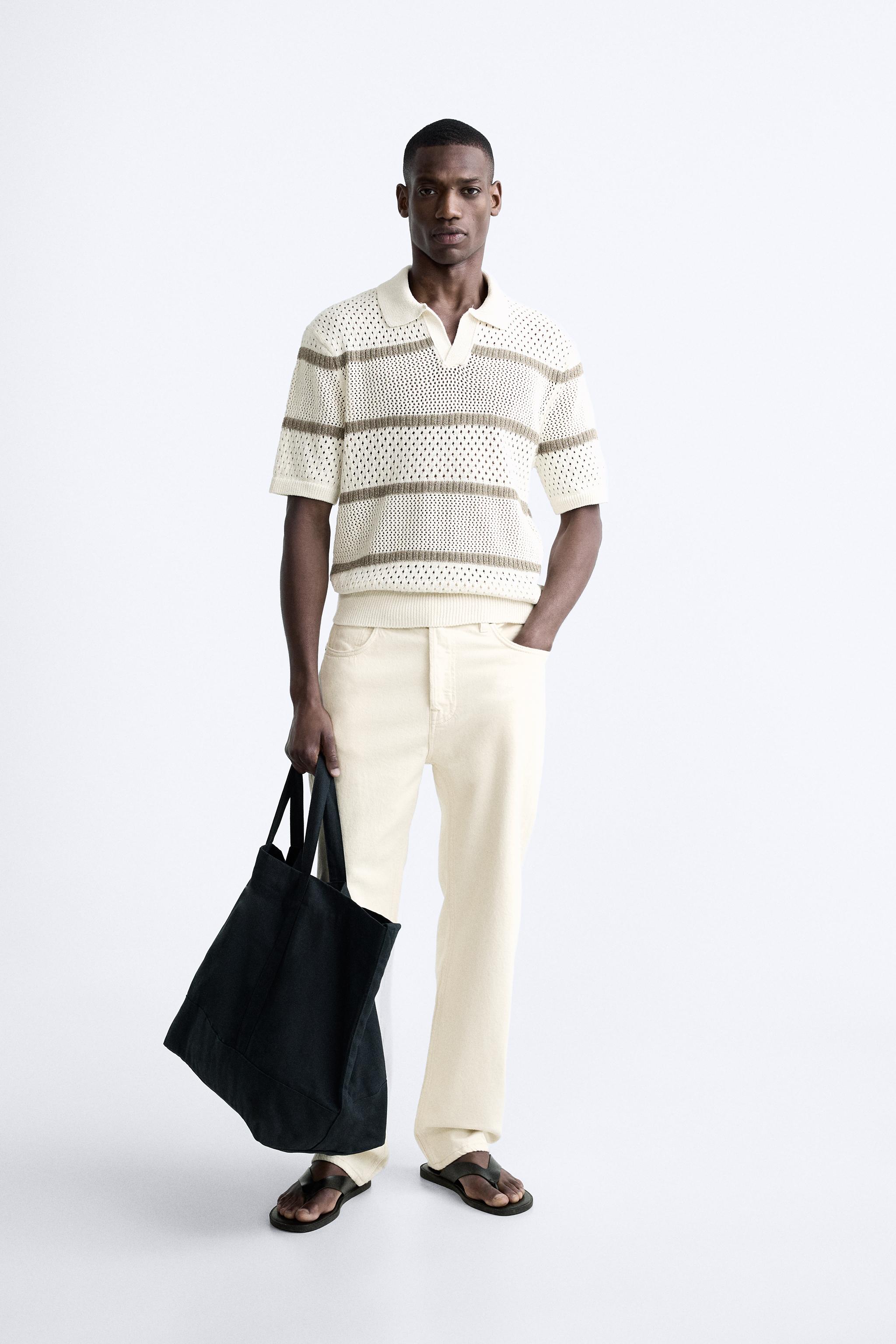 NKNIT zigzag paper knit shirts ivory①（paper mix pattern