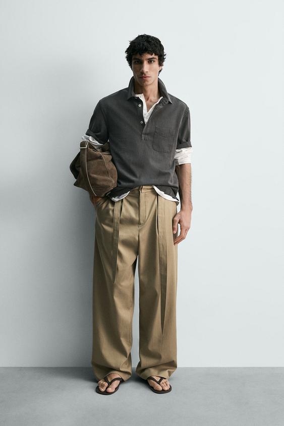 FLOWY PLEATED BELTED PANTS