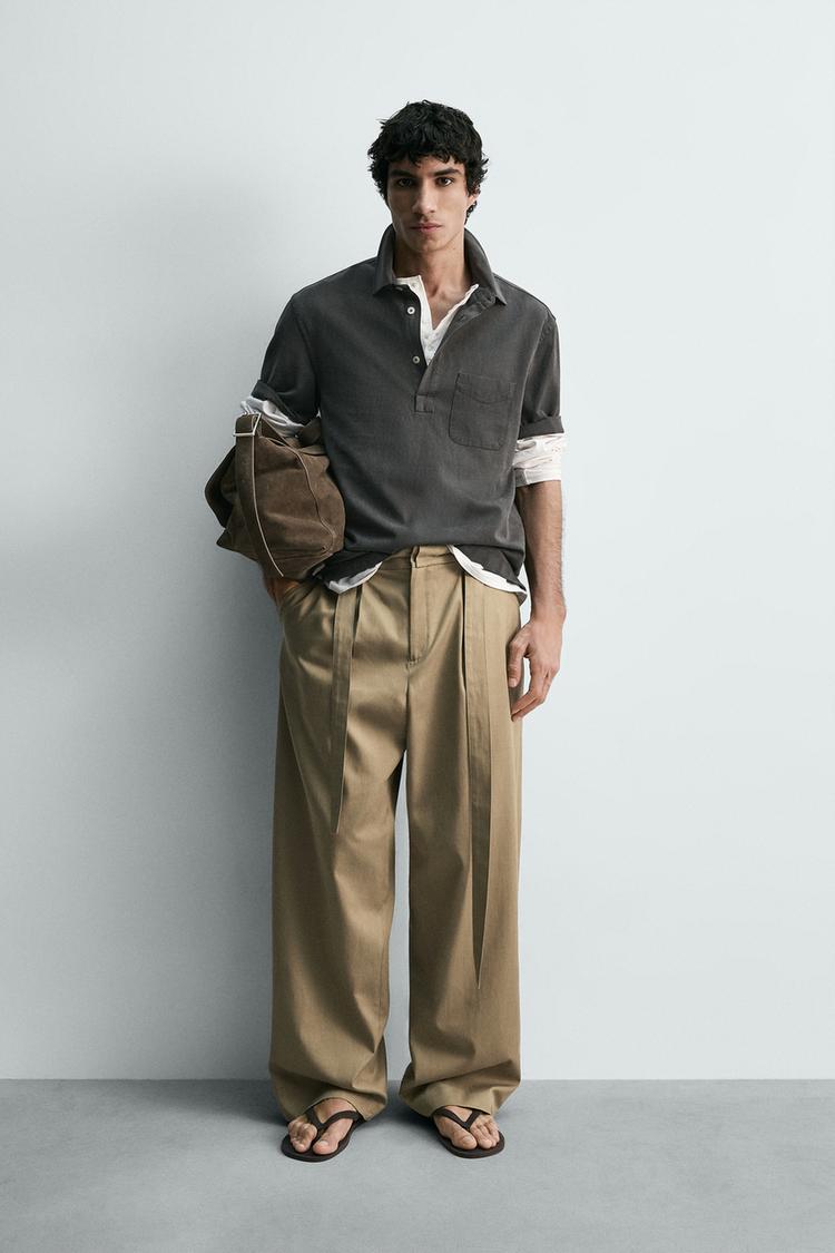 ZARA FLOWING PLEATED TROUSERS WITH BELT