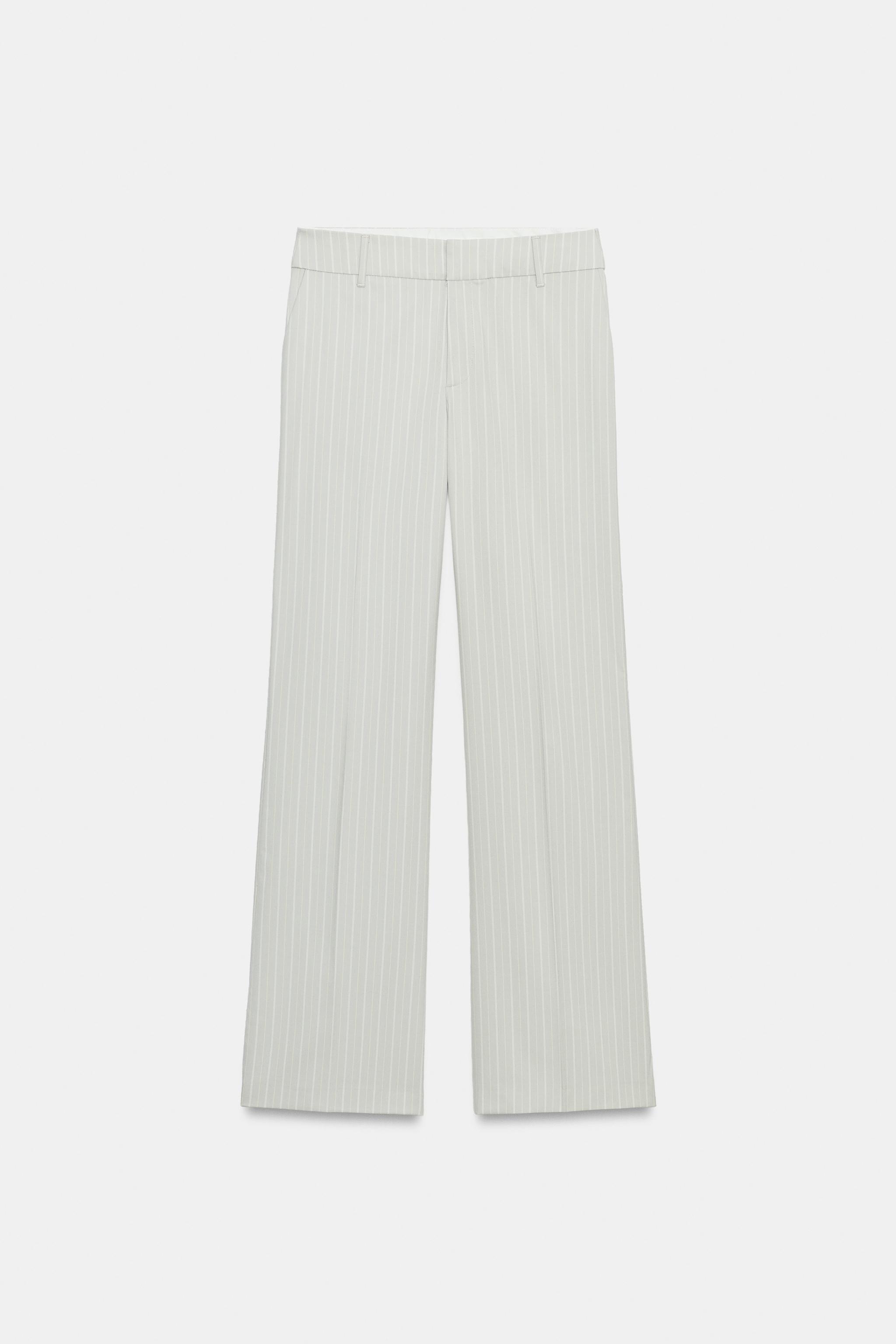 LOW-RISE STRIPED STRAIGHT LEG PANTS