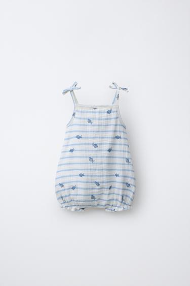 ストライプ＆魚柄ロンパースホワイト0Zaraのストライプ＆魚柄ロンパース - ホワイト - 画像 0