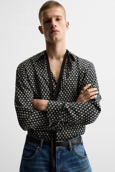 LIMITED EDITION GEOMETRIC PRINT SHIRT - Black by Zara - Image 4