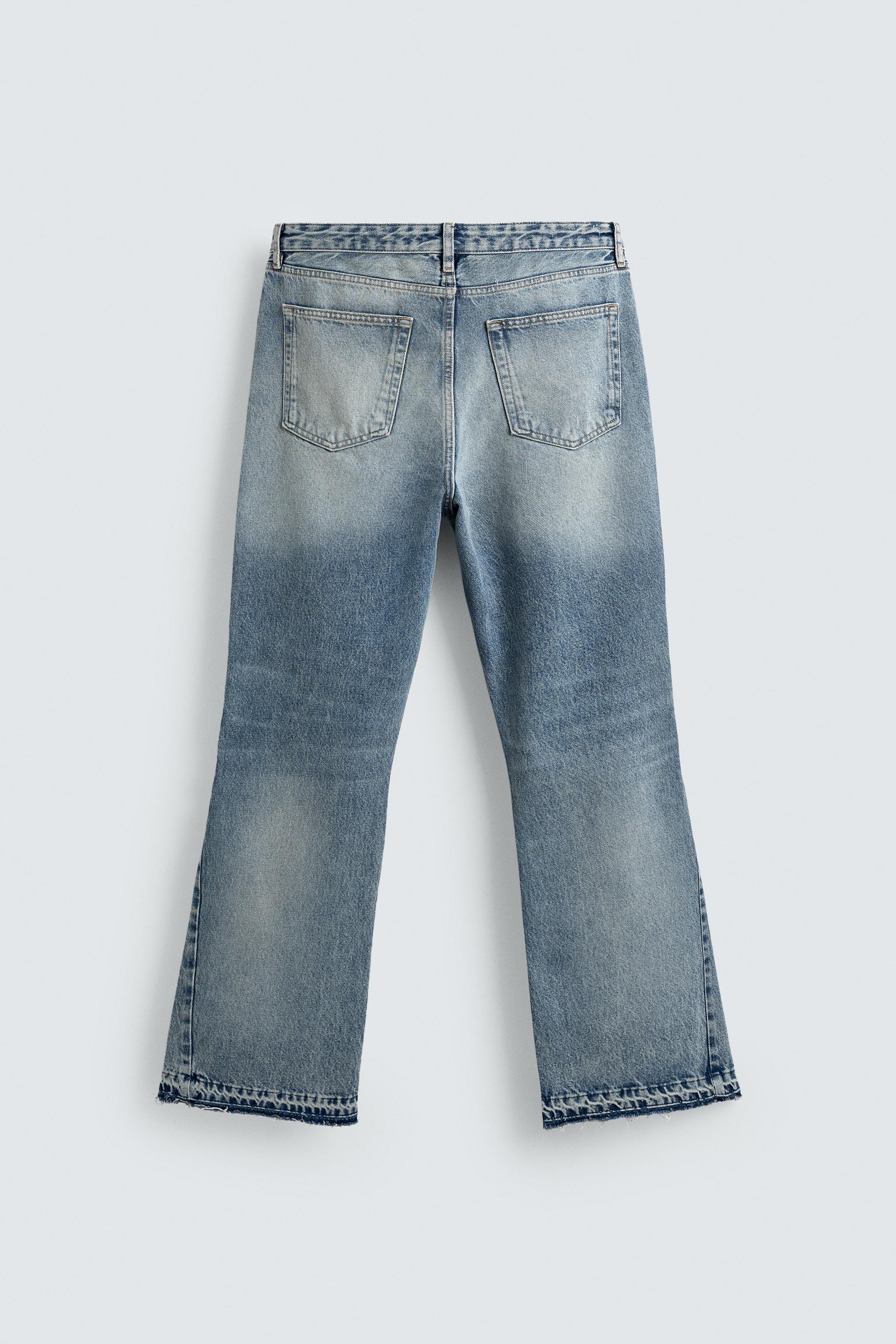 ダメージ加工フレアフィットデニムパンツ - ミディアムブルー | ZARA