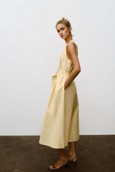 ROBE MIDI EN POPELINE AVEC CEINTURE - Bis de Zara - Image 3