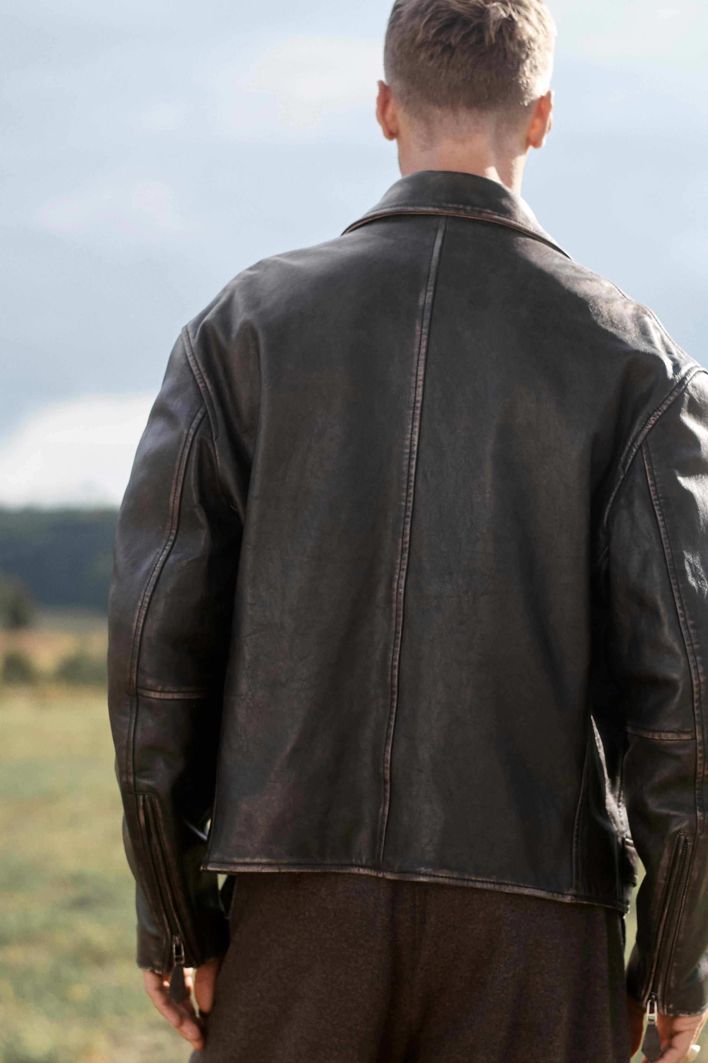 LIMITED EDITION BELTED LEATHER JACKET - Dark brown | ZARA United