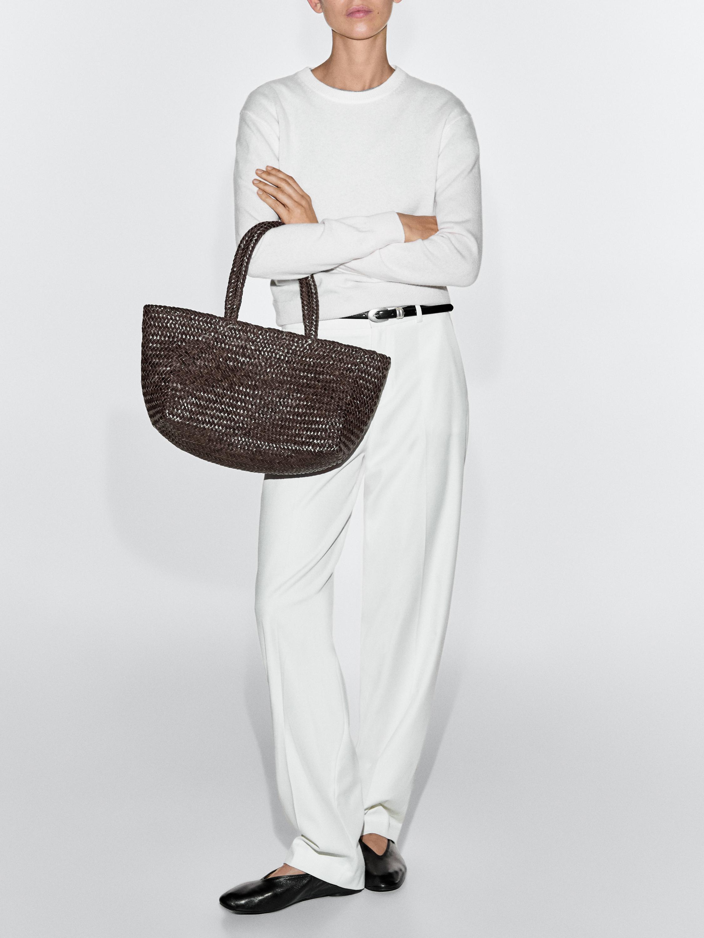 braided nappa leather tote bag