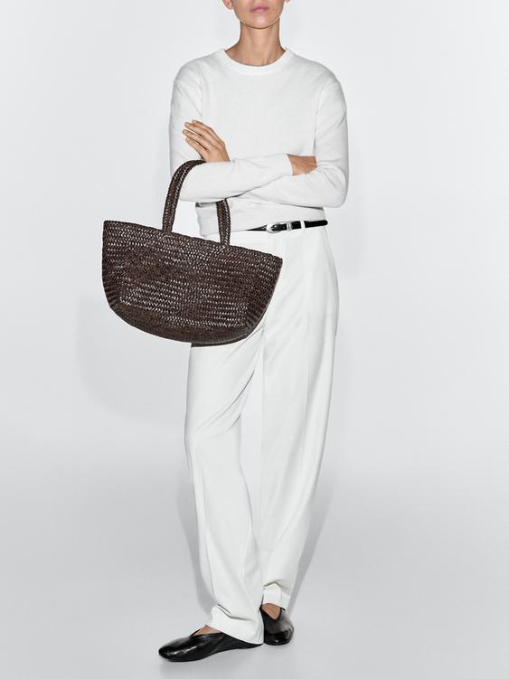 Medium braided nappa leather tote bag from Zara - $590
