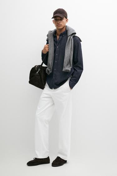 Zara 100% Cotton Regular Fit Denim Shirt - Blue - Image 0