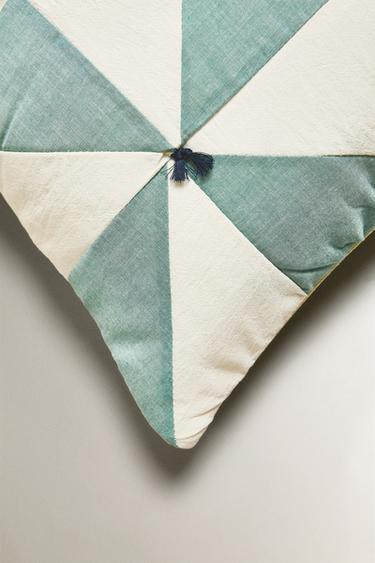 KIDS' PATCHWORK QUILTED CUSHION COVER - Green by Zara - Image 1