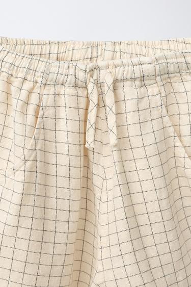 BERMUDA 100 % LIN À CARREAUX - Bis de Zara - Image 2