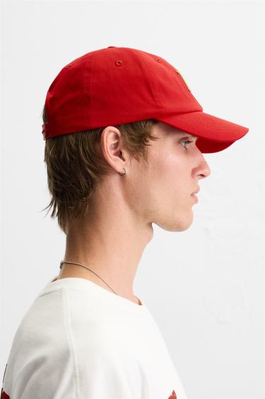 CAP WITH CONTRAST EMBROIDERY - Red by Zara - Image 1