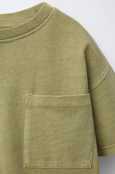 GARMENT DYE T-SHIRT WITH POCKET - Khaki by Zara - Image 2