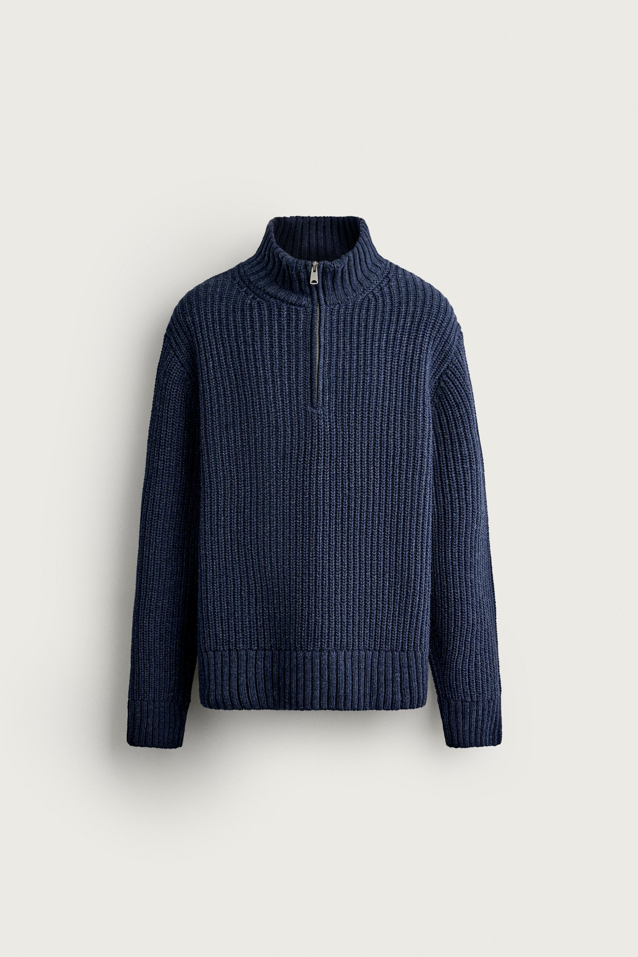 COTTON-WOOL QUARTER-ZIP SWEATER