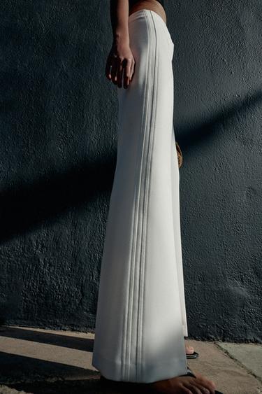 PANTALON FLARE À COUTURES LATÉRALES - Blanc de Zara - Image 3