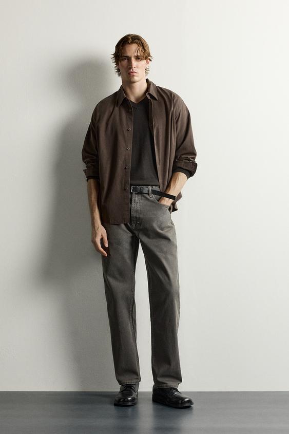 LYOCELL COTTON RELAXED FIT SHIRT - Brown by Zara - Image 0