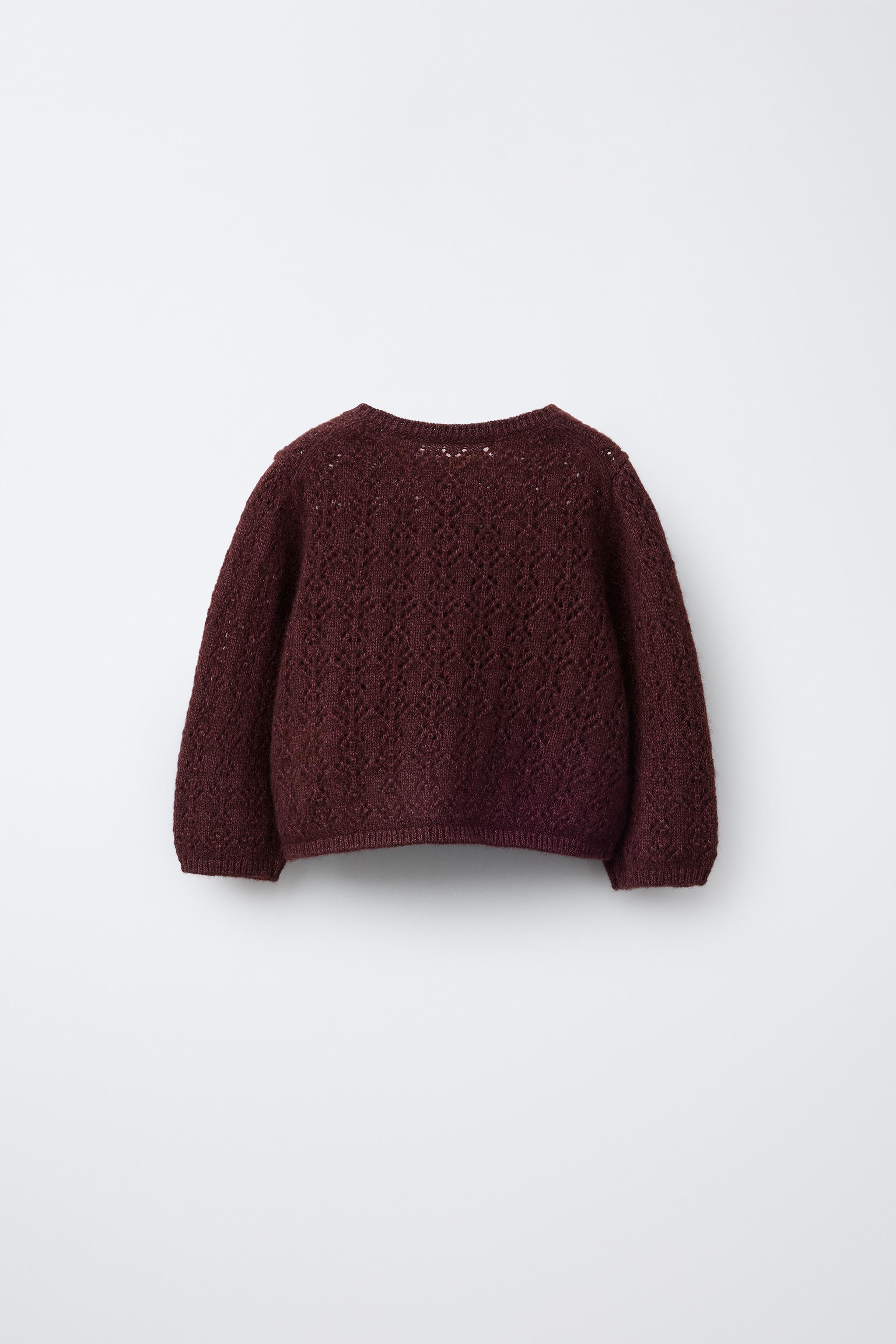 ワンダフルワールド　紅葉モチーフ透かし編みカーディガン　パープル ワンダフルワールド 紅葉モチーフ透かし編みカーディガン パープル