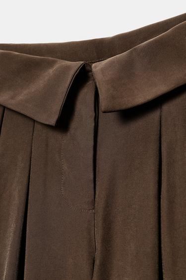 PANTALON À PINCES AVEC TAILLE REVERS - Marron de Zara - Image 8