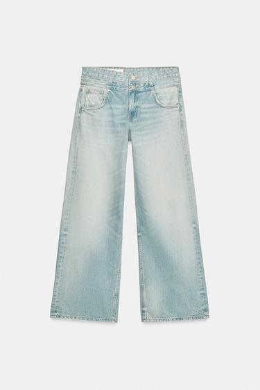 JEAN TRF DROIT À DOUBLE CEINTURE - Bleu clair de Zara