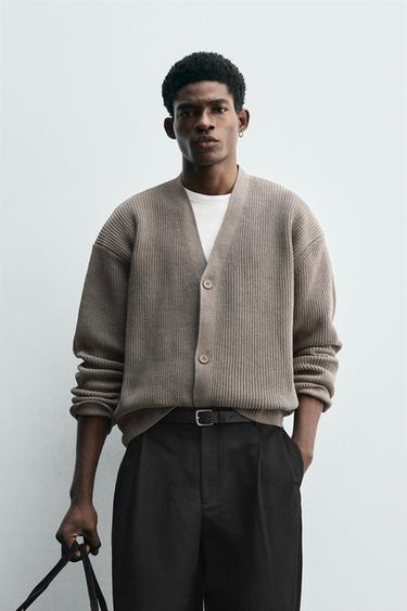 PURL KNIT CARDIGAN - Stone by Zara