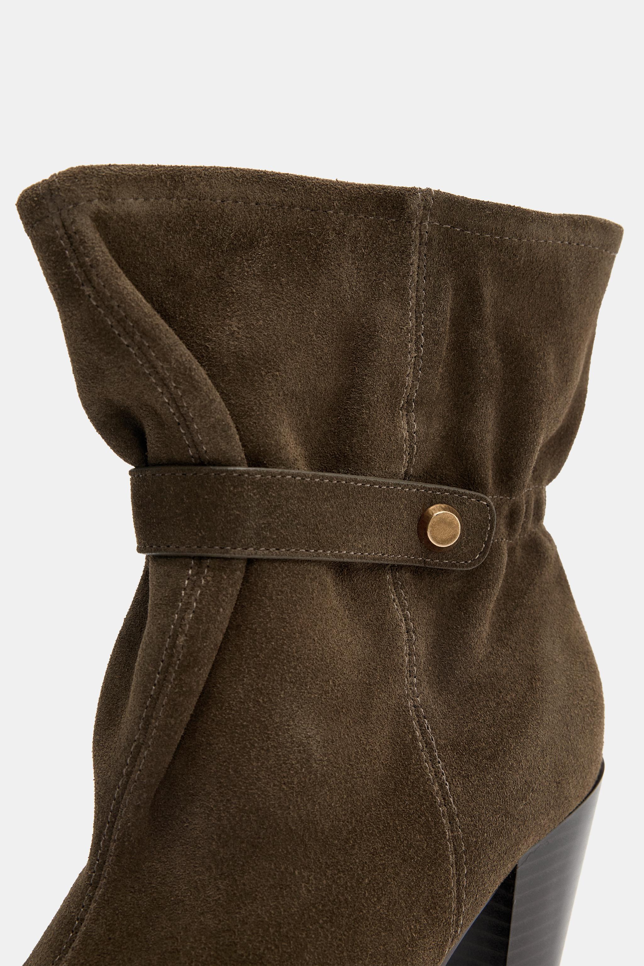 Женские ботинки Zara SUEDE SLOUCHY ANKLE BOOTS — фото 8