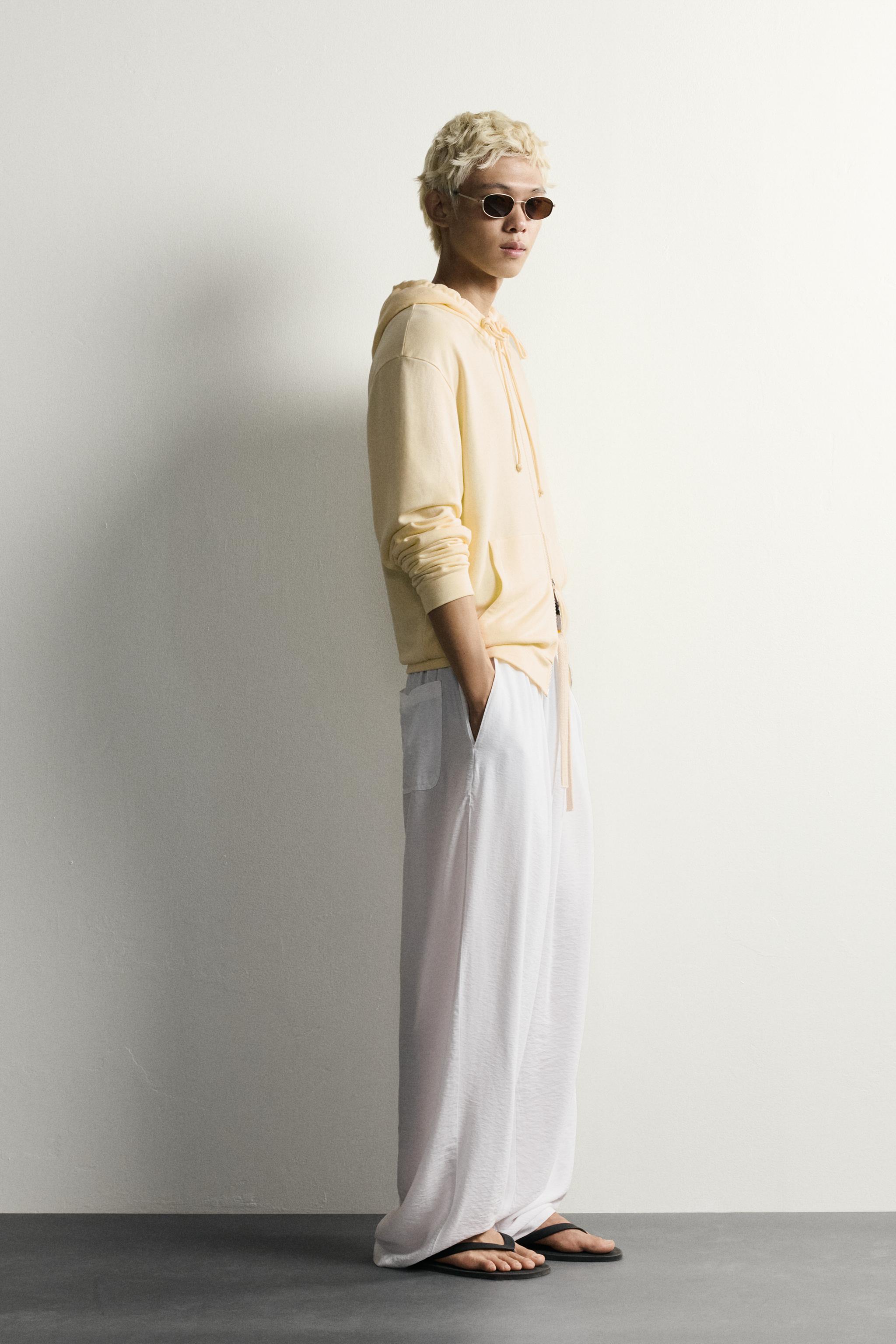 RELAXED FIT FLOWY PANTS — White