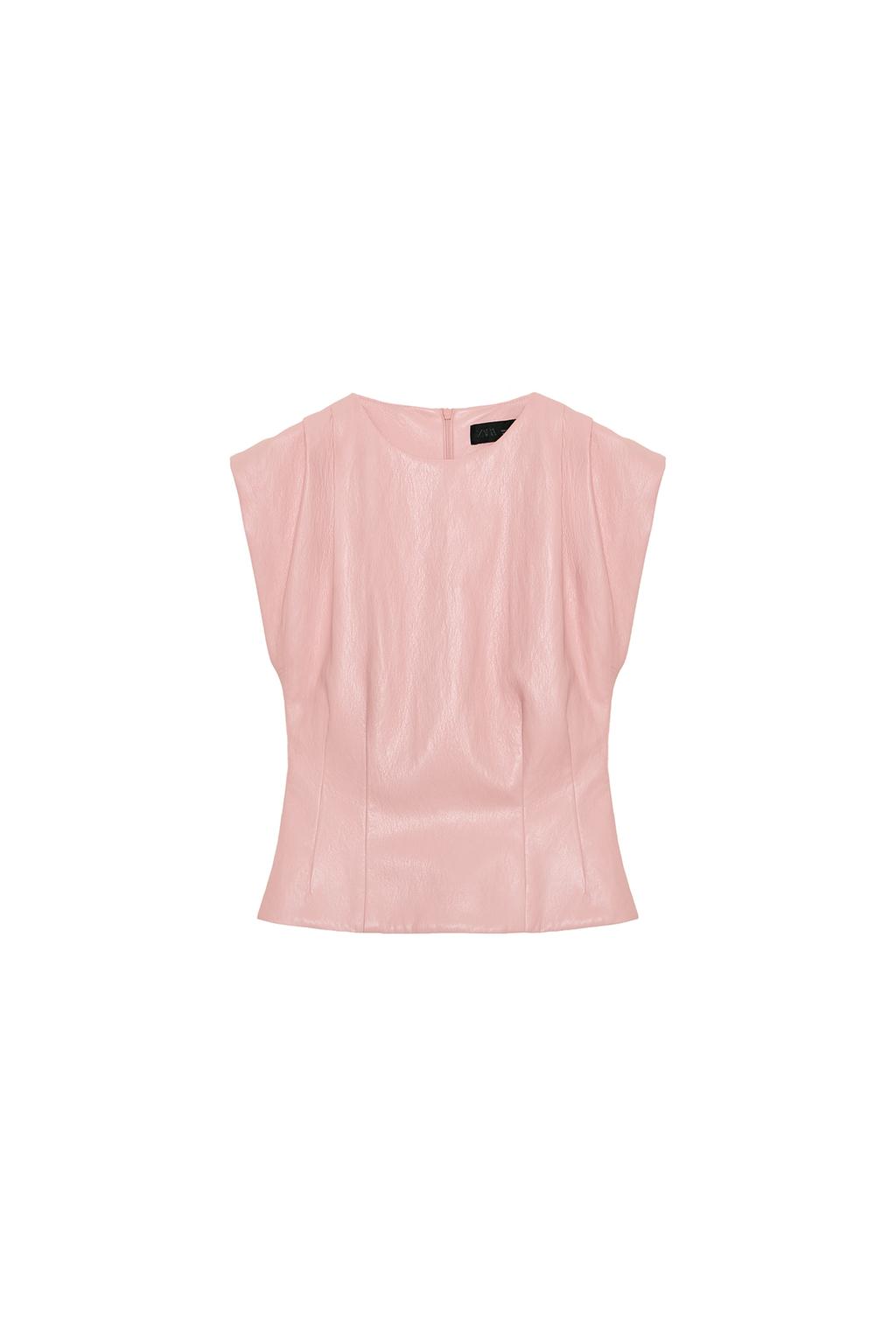 FAUX LEATHER SHOULDER PLEAT TOP - image 3