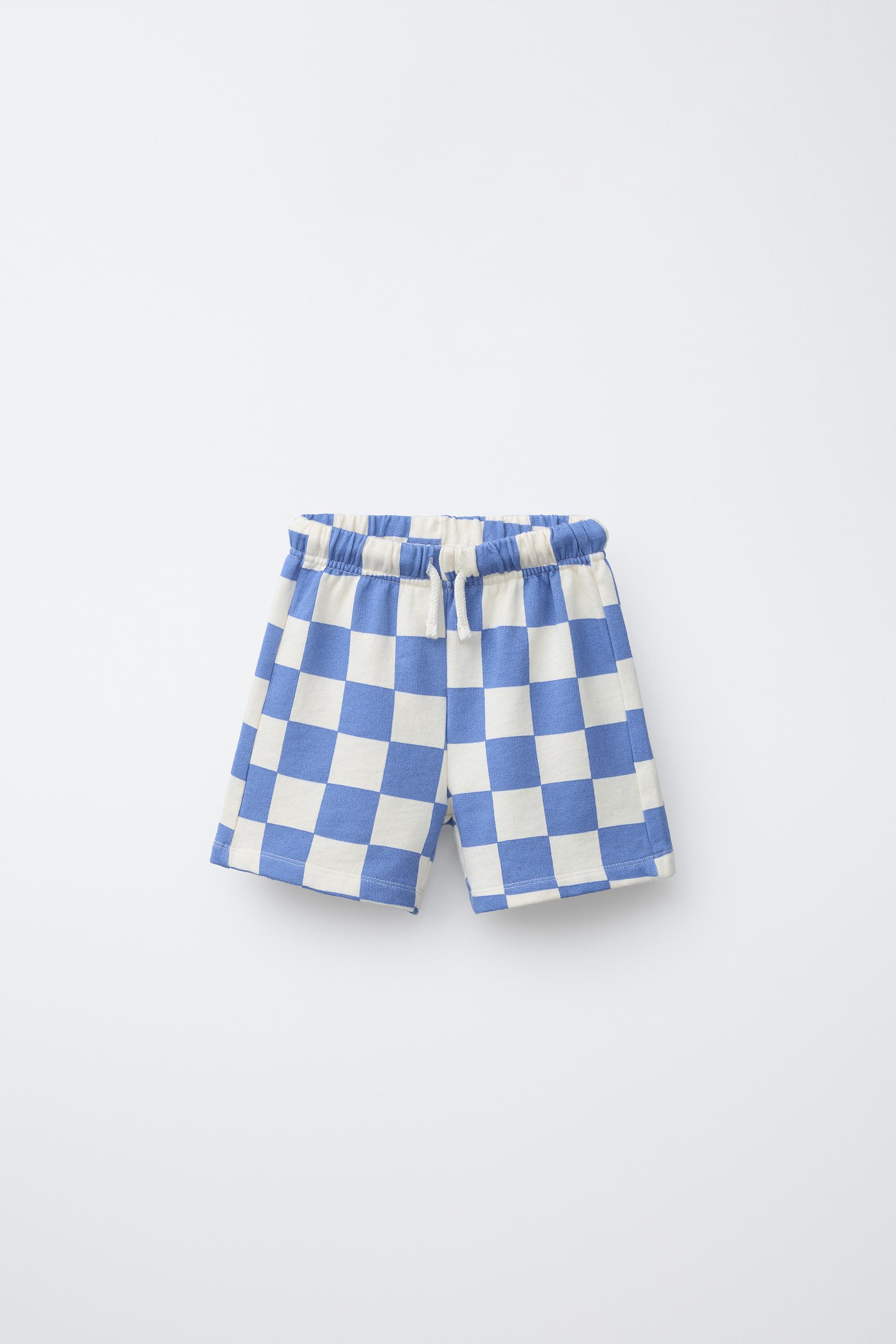 CHECKERBOARD BERMUDA SHORTS - Ecru / Green | ZARA Turkey