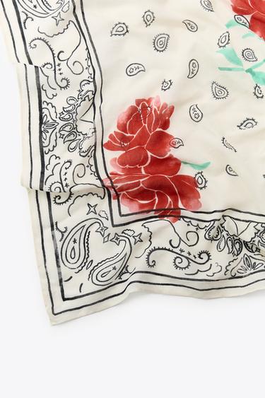 BANDANA EN COTON IMPRIMÉE - Écru de Zara - Image 2