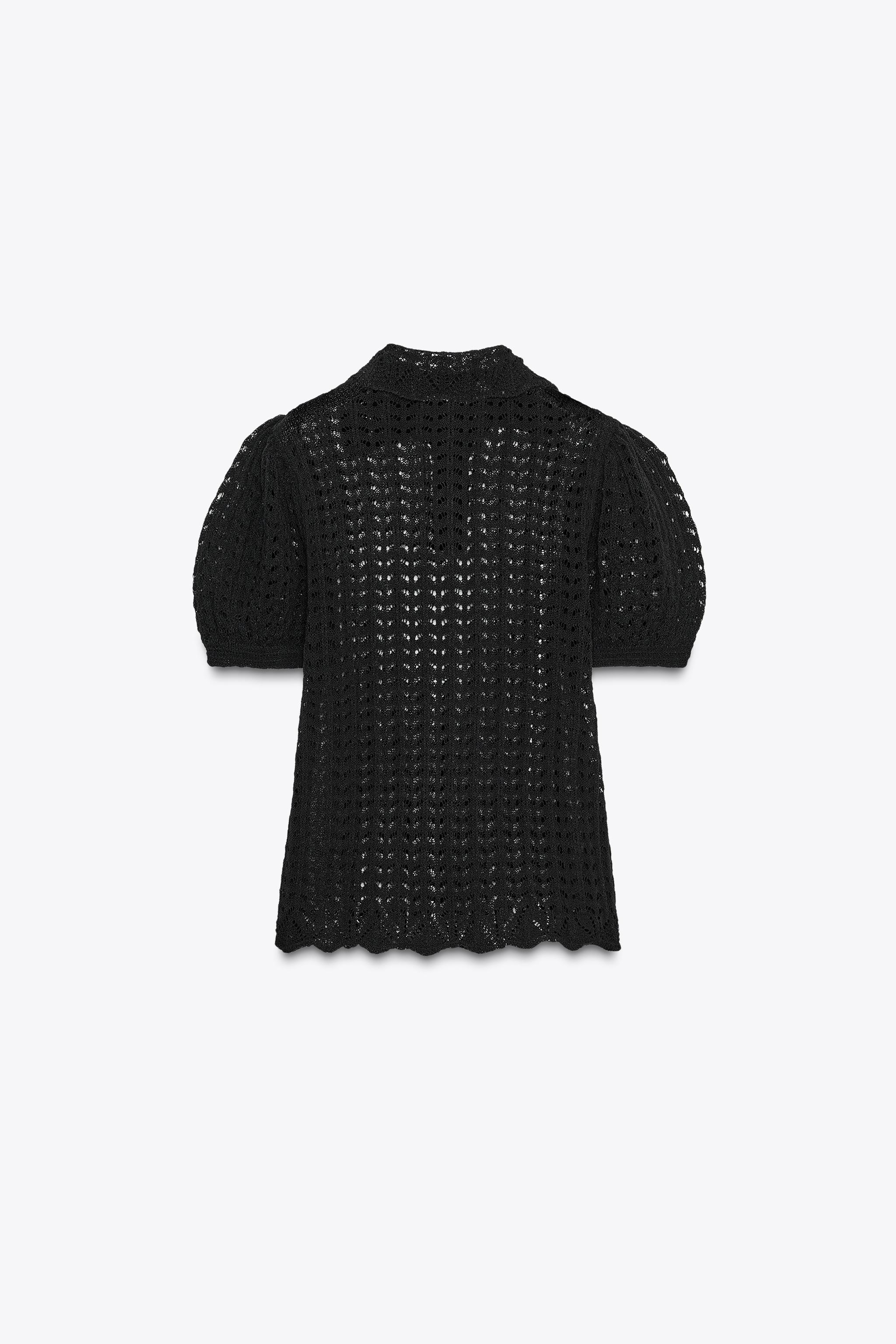 TOP EN MAILLE POINTELLE COL POLO