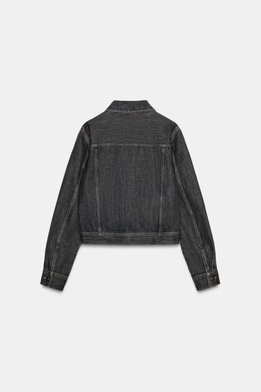 TRF DENIM JACKET WITH PLEATS AND SEAMS - Dark brown by Zara - Image 4