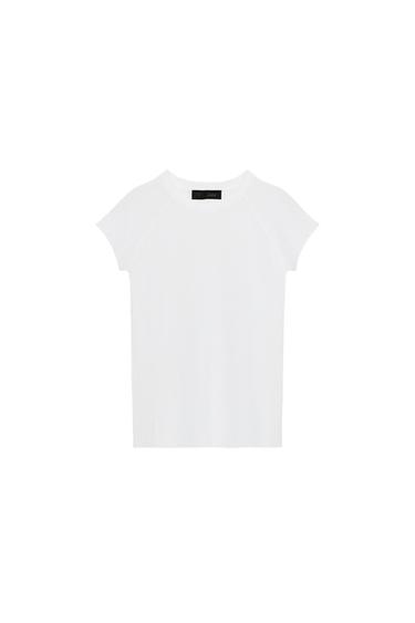 RIBBED KNIT SHORT SLEEVE TOP - White by Zara