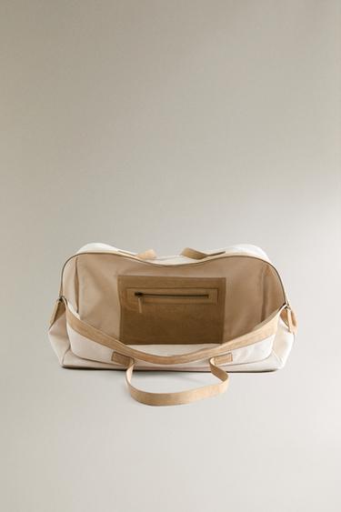 CANVAS BAG WITH LEATHER DETAIL - Ecru White by Zara - Image 3