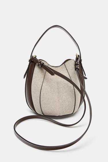 TOPSTITCH FABRIC BUCKET BAG - Ecru by Zara - Image 2