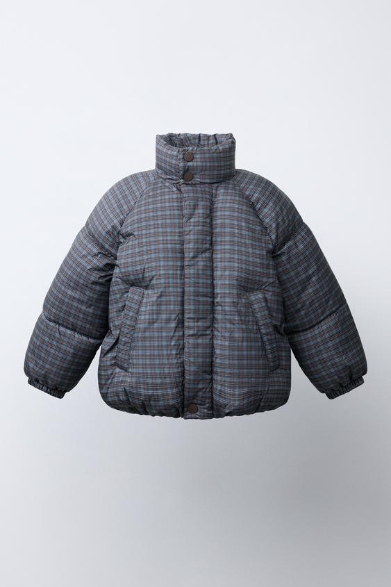 BLOUSON MATELASSÉ IMPRIMÉ CARREAUX - Gris de Zara - Image 0