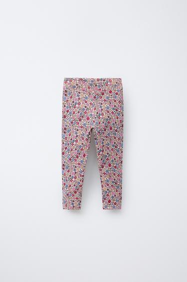 Zara PRINTED RIBBED LEGGINGS - Multicolored