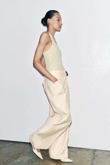 BUTTON COTTON TOP - Light khaki by Zara - Image 0