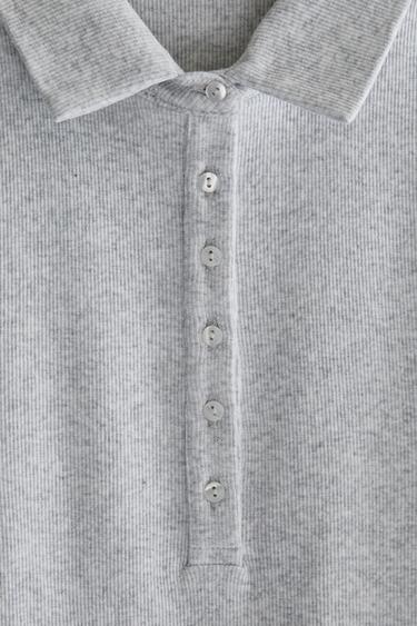 LONG SLEEVE POLO T-SHIRT - Grey by Zara - Image 3