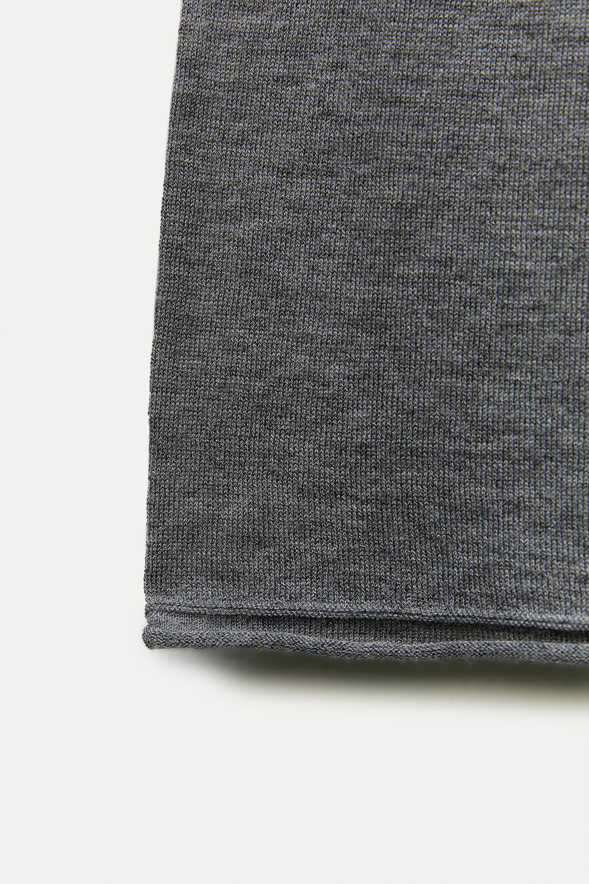 BASIC WOOL AND SILK BLEND SHORT SLEEVE TOP - Gray | ZARA United States