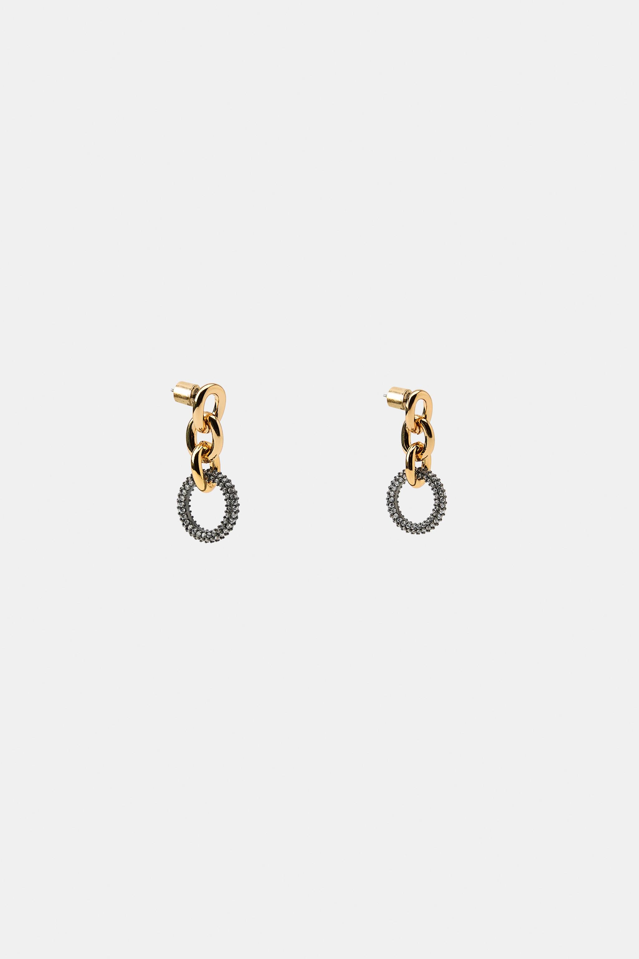 BOUCLES D'OREILLES À MAILLONS BRILLANTS COMBINÉS