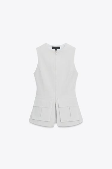 STRETCH COTTON TOP WITH POCKETS - Light grey by Zara - Image 5