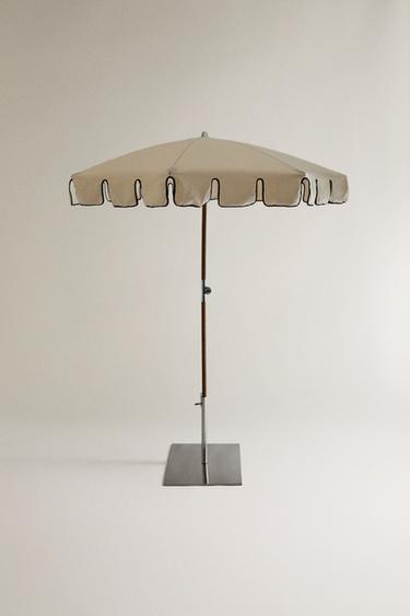 ASH UMBRELLA WITH CONTRAST PIPING - Ecru / Black by Zara - Image 0