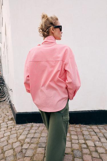 CHEMISE À RAYURES AVEC NŒUD - Rose de Zara - Image 4