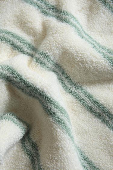 SERVIETTE DE BAIN DOUBLE RAYURE - Écru / Vert de Zara - Image 3