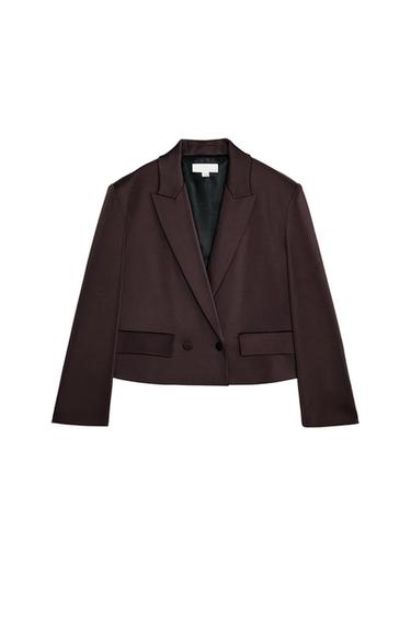 DOUBLE-BREASTED SATIN BLAZER