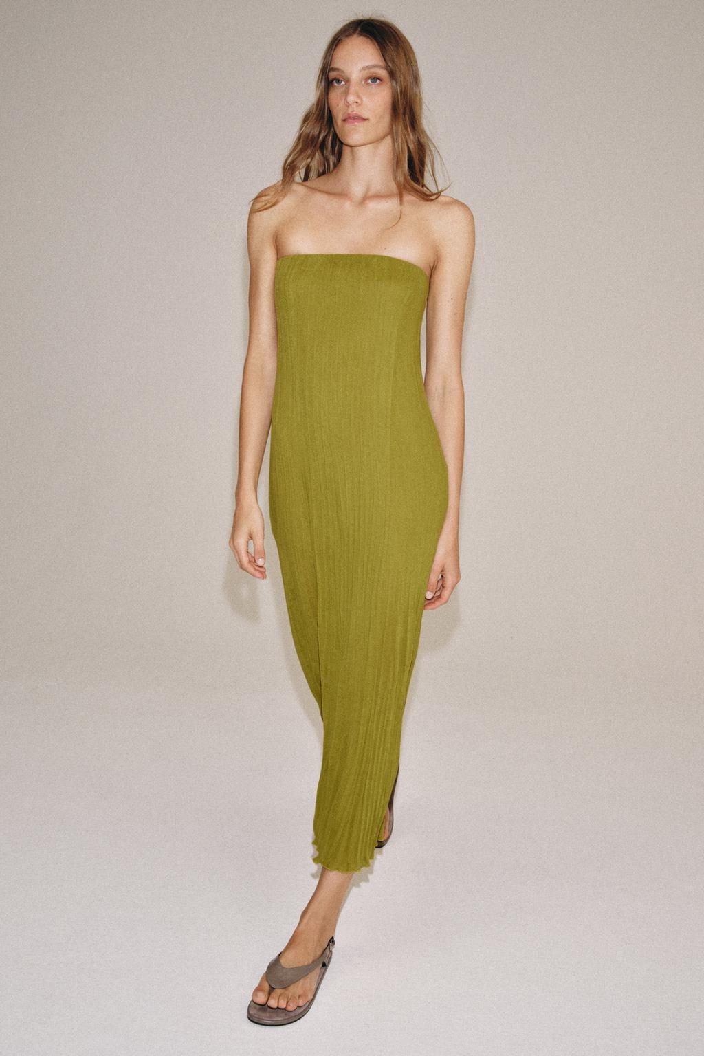 STRAPLESS TEXTURED DRESS