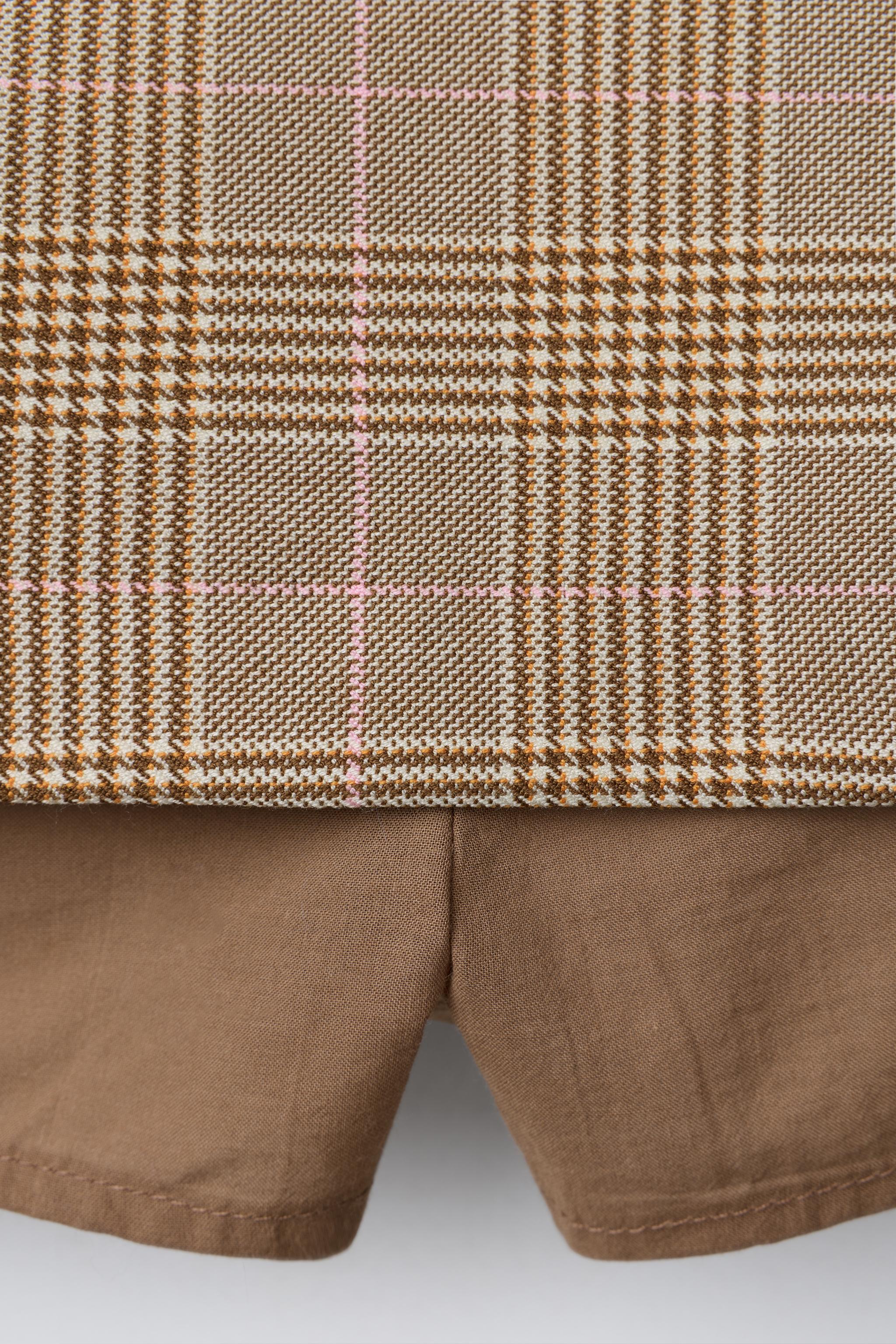 チェック柄ベルト付きバミューダスコート - ライトベージュ | ZARA