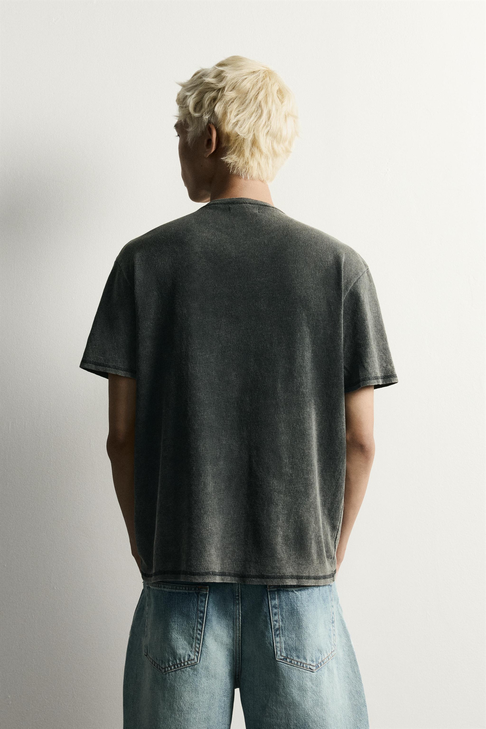 Zara YIKAMALI BASKILI TRİKO T-SHIRT görsel 3