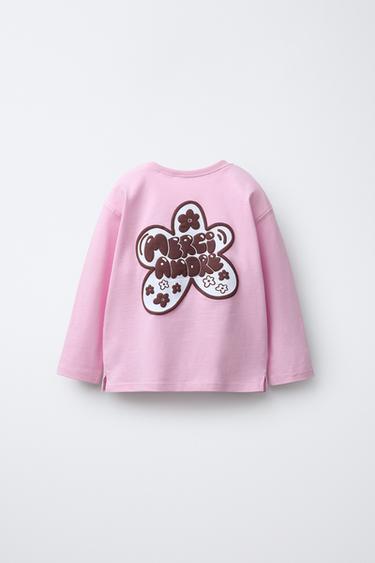 T-SHIRT WITH RAISED PRINT - Pink by Zara