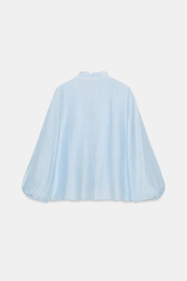 RUFFLED BLOUSE - Sky blue by Zara - Image 6