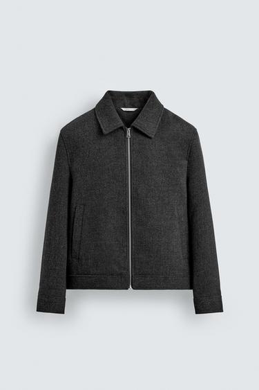 ZIP-UP WOOL EFFECT JACKET - Anthracite grey by Zara